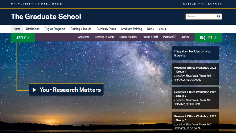 Notre Dame Graduate School Homepage